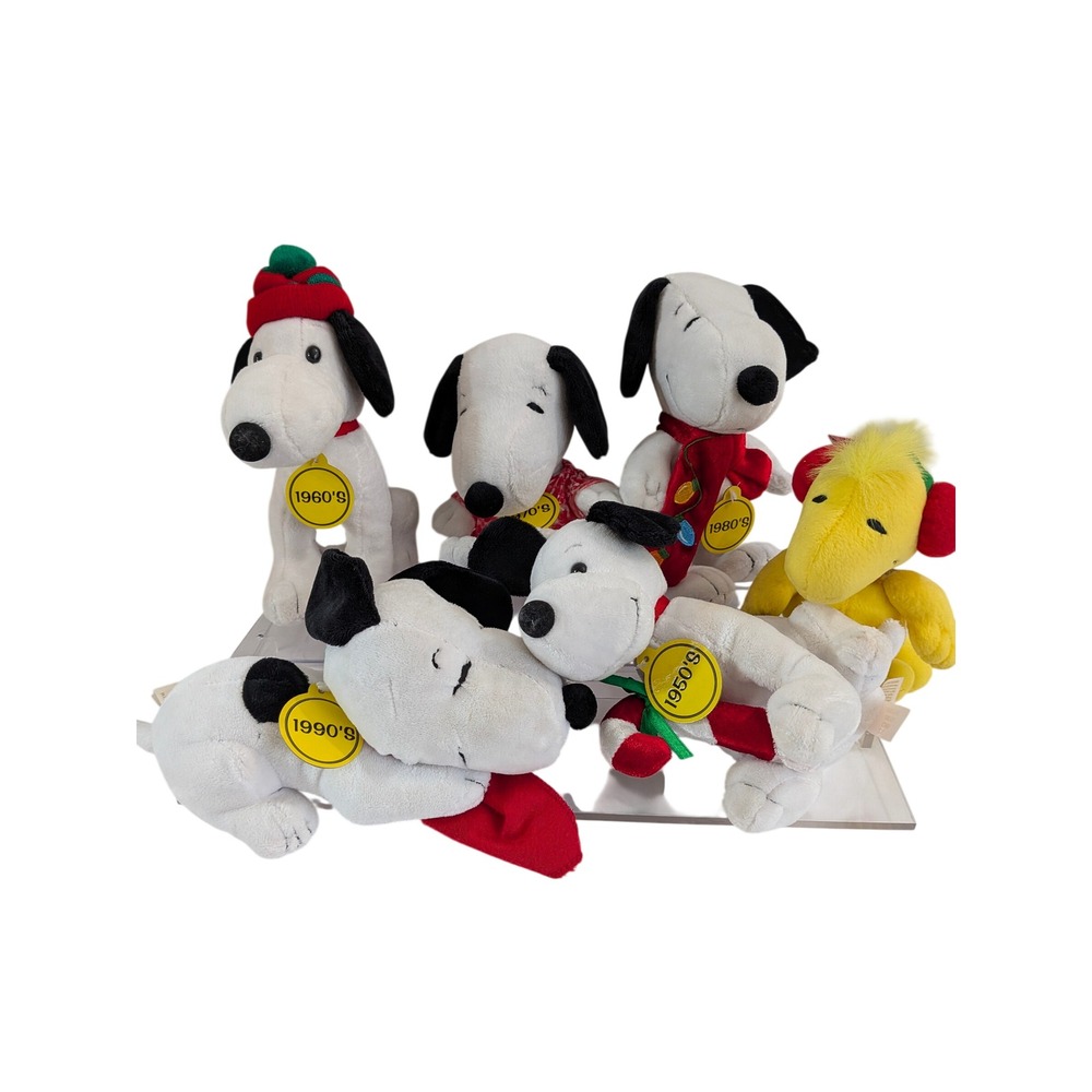 Peanuts Snoopy Woodstock Plush Set Kohl's Cares Decades 1950s-1990s 6pc Holiday